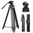 Trépied Vidéo 202 cm (79,52")  avec Tête Fluide - Support Robuste en Aluminium, Inclinaison -70°/+90° - Idéal pour Streaming, Interviews, Événements, Mariages et Tournage Vidéo (Fluidité Pré-réglée)