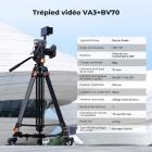 Trépied Vidéo 202 cm (79,52")  avec Tête Fluide - Support Robuste en Aluminium, Inclinaison -70°/+90° - Idéal pour Streaming, Interviews, Événements, Mariages et Tournage Vidéo (Fluidité Pré-réglée)
