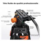 Trépied Vidéo 202 cm (79,52")  avec Tête Fluide - Support Robuste en Aluminium, Inclinaison -70°/+90° - Idéal pour Streaming, Interviews, Événements, Mariages et Tournage Vidéo (Fluidité Pré-réglée)