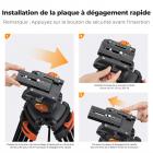 Trépied Vidéo 202 cm (79,52")  avec Tête Fluide - Support Robuste en Aluminium, Inclinaison -70°/+90° - Idéal pour Streaming, Interviews, Événements, Mariages et Tournage Vidéo (Fluidité Pré-réglée)