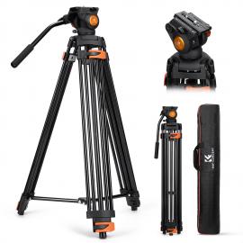 Statyw do kamery wideo DV 2 m/8 kg, podstawowy, średnica 20 mm, 3-sekcyjny, rura dwurzędowa, okrągła, antypoślizgowa podkładka, średnica misy 70 mm, regulacja tłumienia skoku, VA3+BV70, K&F CONCEPT