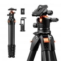 63" Aluminum Travel Camera Tripod with Arca-Compatible Ball Head, Compact Portable Lightweight Tripod Weighs 2.6 lb, Max Load 22 lb for DSLR Mirrorless Spotting Scope iPhone Teleprompter K&F CONCEPT