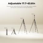 63" aluminiums rejsekamerastativ med Arca-kompatibelt kuglehoved, kompakt, bærbart og let stativ vejer 1,2 kg, maks. belastning 10 kg til DSLR, spejlløst spotting scope, iPhone teleprompter, K&F CONCEPT