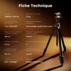 172 cm (67,72") Trépied Photo Voyage en Aluminium – Rotule Ball Arca-Swiss – Ultra-Léger 1,18 kg (Max 10 kg) – Compact pour DSLR, Hybride, Smartphone et Longue-vue