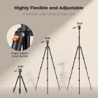 71" aluminium kompakt kamerastativ, bærbart rejsestativ kompatibelt med iPhone, kapacitet 17,6 lbs Arca Swiss kuglehoved til DSLR spejlløs kamera O234A3+BH-36 K&F CONCEPT