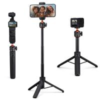 25.6'' Mini Selfie Stick Tripod Stand, 5 Levels 360° Ball Head Pocket Tripod with Cold Shoe, Small Tripod Compatible with DJI Osmo Pocket 3 Action 5 Pro GoPro Hero13 Smartphone.