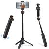 K&F CONCEPT MS71 [1s Auto Open] Mini Selfie Stick Tripod, 25,6'' Letvægts kuglehoved-lommestativ med kold sko, lille skrivebordstativ kompatibel med DJI Osmo Pocket 4/3 Action5 GoPro13/12.