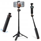 K&F CONCEPT MS71 [1s Auto Open] Mini Selfie Stick Tripod, 25,6'' Letvægts kuglehoved-lommestativ med kold sko, lille skrivebordstativ kompatibel med DJI Osmo Pocket 4/3 Action5 GoPro13/12.