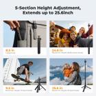 K&F CONCEPT MS71 [1s Auto Open] Mini Selfie Stick Tripod, 25,6'' Letvægts kuglehoved-lommestativ med kold sko, lille skrivebordstativ kompatibel med DJI Osmo Pocket 4/3 Action5 GoPro13/12.