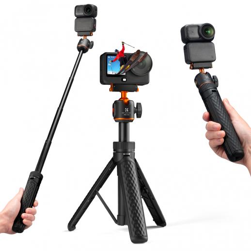 25,6"/65 cm magnetisk stativ med hurtigudløsning, kompatibel med DJI Osmo Nano/Osmo Action 6, 2-i-1 forlængeligt håndtag med forlængerstang, 360° kuglehoved selfiestang, vlogstativ/tilbehør K&F CONCEPT
