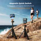 25,6"/65 cm magnetisk stativ med hurtigudløsning, kompatibel med DJI Osmo Nano/Osmo Action 6, 2-i-1 forlængeligt håndtag med forlængerstang, 360° kuglehoved selfiestang, vlogstativ/tilbehør K&F CONCEPT