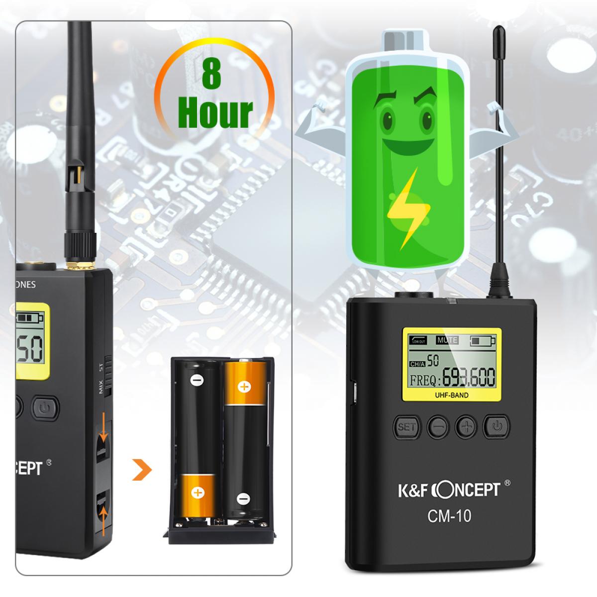 UHF 100M Remote Wireless Lavalier -mikrofoni 100 kanavaa 2 lähettimellä + 1 kaksikanavainen vastaanotin esittelyä ja haastattelua varten CM-10