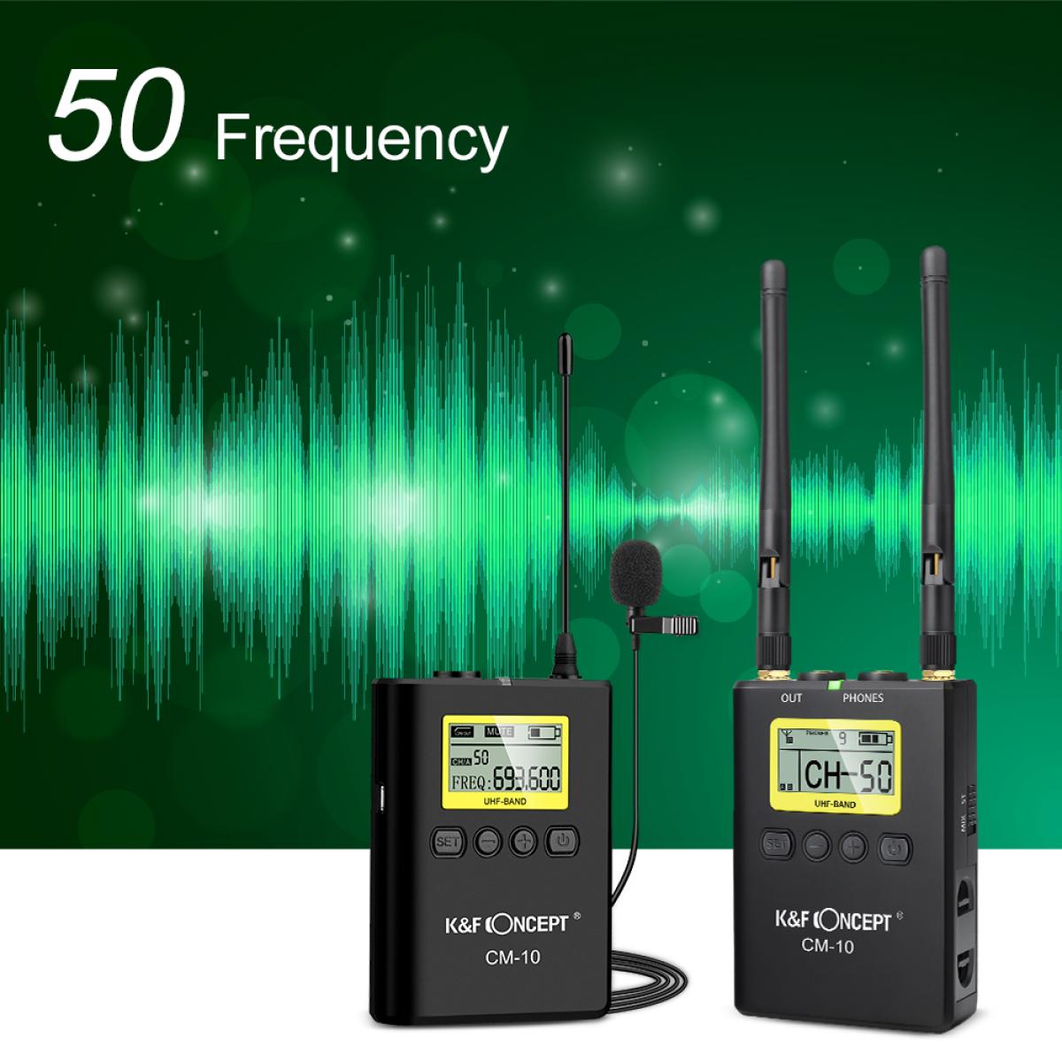 UHF 100M Remote Wireless Lavalier -mikrofoni 100 kanavaa 2 lähettimellä + 1 kaksikanavainen vastaanotin esittelyä ja haastattelua varten CM-10