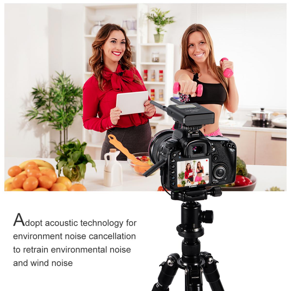 UHF 100M Remote Wireless Lavalier -mikrofoni 100 kanavaa 2 lähettimellä + 1 kaksikanavainen vastaanotin esittelyä ja haastattelua varten CM-10