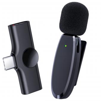 AP004 Trådlös Lavalier-mikrofon för Android - USB C Mini Trådlös Lavalier-mikrofon för inspelning, YouTube-videor, livestreaming, vloggning (ingen app eller Bluetooth krävs)