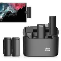 S13 Trådløs lavaliermikrofon til Type-C, opladningsetui med batteriindikator, plug-and-play trådløs mikrofon med 2 mikrofoner til videooptagelse, Tiktok, YouTube, autosynkronisering og støjreduktion