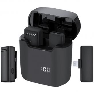 S11 trådløs Lavalier-mikrofon for iPhone, trådløs mikrofon for iPhone med bærbar ladeveske, autosynkronisering, iPhone-mikrofon for videoopptak av podcast/YouTube/Facebook/TikTok/Vlog