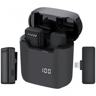 S11 trådløs Lavalier-mikrofon for iPhone, trådløs mikrofon for iPhone med bærbar ladeveske, autosynkronisering, iPhone-mikrofon for videoopptak av podcast/YouTube/Facebook/TikTok/Vlog