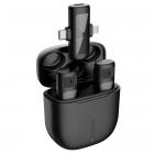 M10 en-to trådløs mikrofon med ladeveske, Type-C, Apple-grensesnitt 2 i 1 trådløs Lavalier-mikrofon, 3 nivåer av støyreduksjon, for Youtube, opptak, videoblogging, Facebook Live Streaming