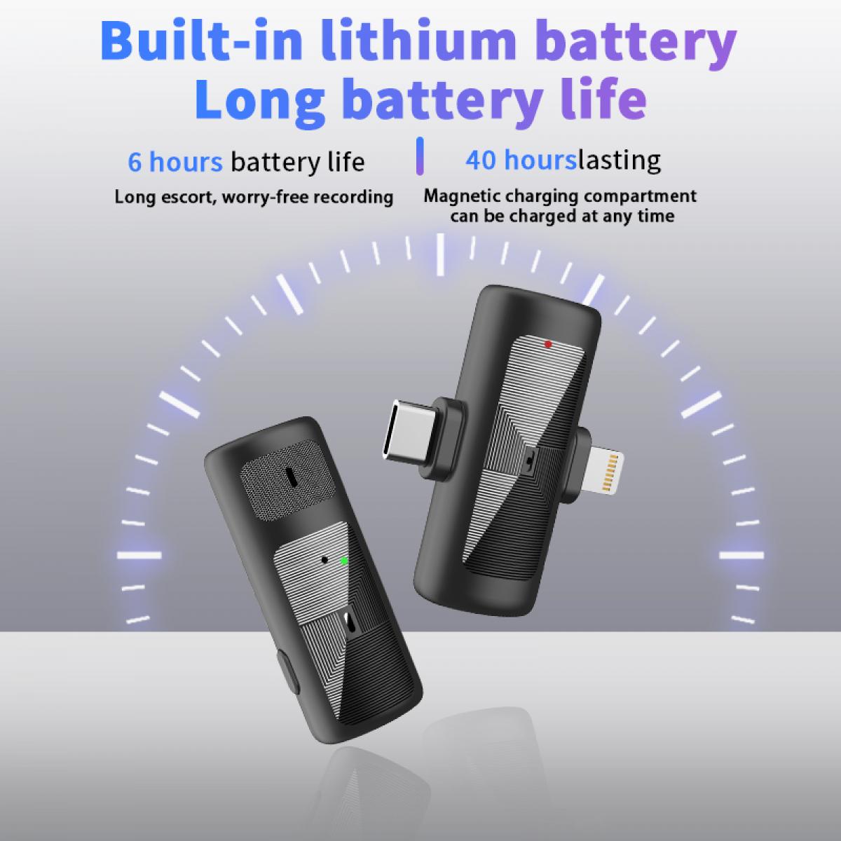 Micrófono inalámbrico M10 uno-dos con estuche de carga, tipo C, interfaz Apple 2 en 1 micrófono inalámbrico Lavalier, 3 niveles de reducción de ruido, para Youtube, grabación, blogs de video, transmisión en vivo de Facebook