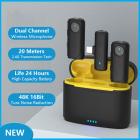 J20 yksi-kaksi langaton Lavalier-mikrofonin latauskotelo, Youtube, tallennus, videobloggaus, Facebook-suoratoisto, kameraliitäntää varten