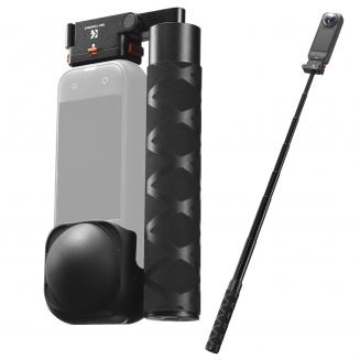 Perche à selfie pliable à fixation magnétique K&F CONCEPT, compatible avec Insta360 X5, tige d'extension invisible de 89 cm (35 pouces) en alliage d'aluminium, poignée réglable avec verrouillage de sécurité