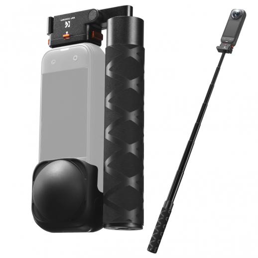 Perche à selfie pliable à fixation magnétique K&F CONCEPT, compatible avec Insta360 X5, tige d'extension invisible de 89 cm (35 pouces) en alliage d'aluminium, poignée réglable avec verrouillage de sécurité