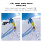Perche à selfie pliable à fixation magnétique K&F CONCEPT, compatible avec Insta360 X5, tige d'extension invisible de 89 cm (35 pouces) en alliage d'aluminium, poignée réglable avec verrouillage de sécurité