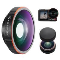 Objectif grand angle K&F CONCEPT compatible avec DJI Osmo Action 5 Pro, à visser, offrant un champ de vision plus large de 185°, en verre optique multicouche. Accessoires pour caméra d'action Osmo Action 4.