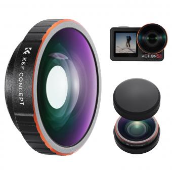 K&F CONCEPT Wide-Angle Lens Compatible with DJI Osmo Action 5 Pro, Screw On 185° Wider View Multi-Coated Optical Glass Action Camera Accessories for Osmo Action 4
