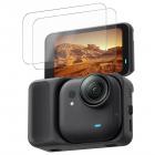 K&F CONCEPT 3-pak skærmbeskytter kompatibel med Insta360 GO Ultra, 2.5D buet kantbeskyttelse High Definition hærdet glas 9H hårdhed ridsefast antiboble, Go Ultra actionkamera tilbehør