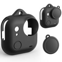 Funda de silicona negra K&F Concept compatible con accesorios de cámara Insta360 Go Ultra, funda protectora suave con tapa para lente, apertura lateral para tarjeta de memoria, protección integral para accesorios de cámara de acción.