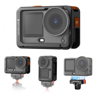 K&F CONCEPT Cage + opvouwbare snelkoppelingsset, alleen compatibel met DJI Osmo Action 6, beschermende uitbreidingsframe met cold shoe-bevestiging | 1/4" schroefadapter voor statief, selfiestick en vloggen