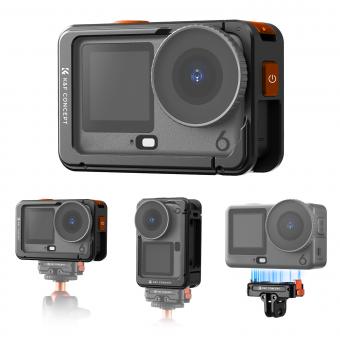 K&F CONCEPT Cage + opvouwbare snelkoppelingsset, alleen compatibel met DJI Osmo Action 6, beschermende uitbreidingsframe met cold shoe-bevestiging | 1/4" schroefadapter voor statief, selfiestick en vloggen