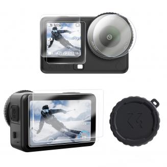K&F CONCEPT Set di 2 protezioni per schermo compatibili con DJI Osmo Action 6, in vetro temperato ad alta definizione, durezza 9H, anti-graffio, anti-bolle, accessori per fotocamera d'azione