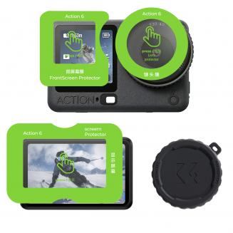 K&F CONCEPT 1 confezione Pellicola Antiriflesso AR compatibile con DJI Osmo Action 6, Vetro temperato ad alta definizione durezza 9H, anti-graffio e anti-bolle con cornice di allineamento