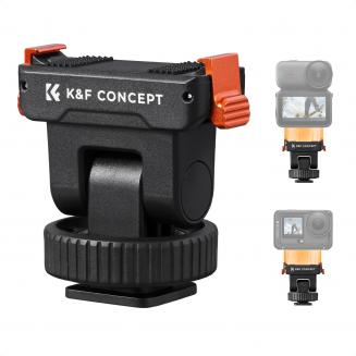 K&F CONCEPT Magnetische Halterung für DJI Osmo Nano/Action 6, Kunststoff Cold Shoe Mount 180° Neigung Einstellbar, Schnellspanner Cold Shoe Adapter mit 1/4"-Schraubenloch, Action Kamera Zubehör