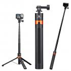 K&F CONCEPT 142 cm/55,9" telescopische selfiestick met statief voor actiecamera's, 2-in-1 draagbare standaard met handvat voor GoPro Hero 13/12/11/10/9/8, DJI Osmo Action 6/Osmo Action 5 Pro/4/3 accessoires