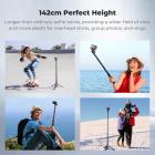 K&F CONCEPT 142 cm/55,9" telescopische selfiestick met statief voor actiecamera's, 2-in-1 draagbare standaard met handvat voor GoPro Hero 13/12/11/10/9/8, DJI Osmo Action 6/Osmo Action 5 Pro/4/3 accessoires