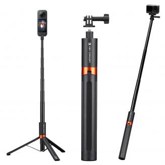 K&F CONCEPT 66" 2-in-1 onzichtbare selfiestick met statief voor Insta360 X5/X4/X3/DJI Osmo 360, verlengstang en verstelbare handgreep voor GoPro, DJI Osmo Pocket 3/4, Osmo Action 5 Pro/6/4/3 accessoires