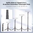 K&F CONCEPT 66" 2-in-1 onzichtbare selfiestick met statief voor Insta360 X5/X4/X3/DJI Osmo 360, verlengstang en verstelbare handgreep voor GoPro, DJI Osmo Pocket 3/4, Osmo Action 5 Pro/6/4/3 accessoires