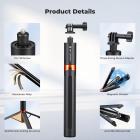 K&F CONCEPT 66" 2-in-1 onzichtbare selfiestick met statief voor Insta360 X5/X4/X3/DJI Osmo 360, verlengstang en verstelbare handgreep voor GoPro, DJI Osmo Pocket 3/4, Osmo Action 5 Pro/6/4/3 accessoires