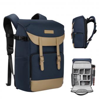 20L Cameratassen Met 15.6" Laptopcompartiment en Regenhoes DSLR Fotografierugzak Waterdichte Multifunctionele Reistas Voor Fotografen Camera Bag 29*19*45cm Blauw