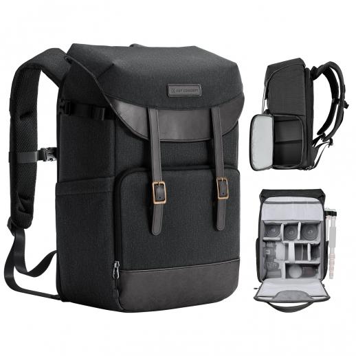 Kamerarygsæk 20L til Canon/Nikon/Sony/Olympus-kamera, objektiv, droner, 15,6" bærbar, til fotografering/vandreture/rejser, sort