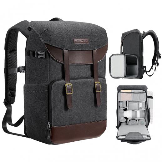 K&F Concept 20L Zaino Fotografico Multifunzionale con Copertura Antipioggia - Backpack Urban Wander 02（Grigio Fumo）