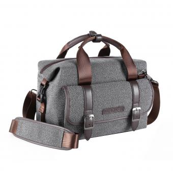 K&F Concept Borsa a tracolla Messenger per fotocamera DSLR grigia 11,8 * 6,3 * 9,5 pollici