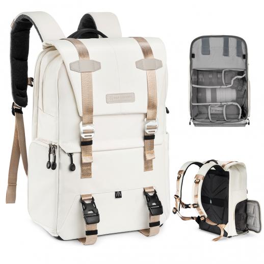 Kameraryggsekk Kameravesker for fotografer Stor kameraveske med regntrekk 15-15,6 tommers laptoprom kompatibel med Canon / Nikon / Sony / DJI Mavic Drone - Ryggsekk 20L Urban Wander 01 (Beige)