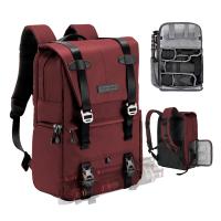 K&F Concept 20L Zaino Fotografico Professionale, Zaino Fotografico Multifunzionale impermeabile - Backpack Urban Wander 01 (Rosso)