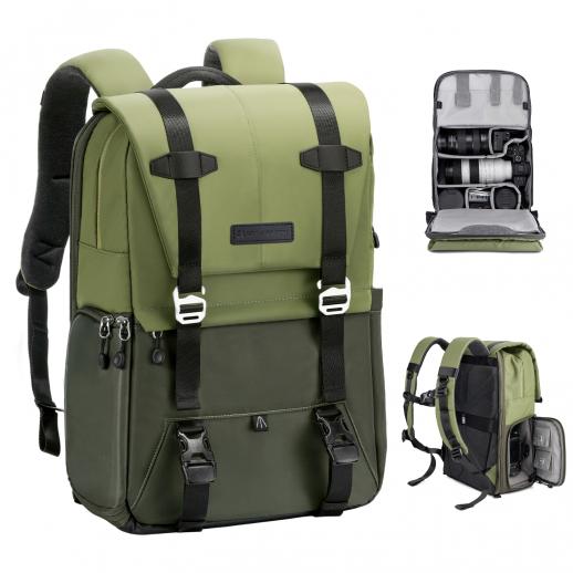 K&F Concept 20L Zaino Fotografico Professionale, Zaino Fotografico Multifunzionale impermeabile - Backpack Urban Wander 01 （Verde Militare）