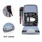 K&F Concept kameraryggsekk, 22L stor kapasitet 15,6 tommers bærbar PC for DSLR-kameraer og linsependling, med regntrekk